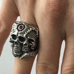 Sterling silver skull ring small size for women